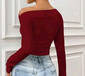 Chic Red Cuffed Sleeve Top