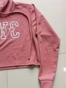 Pink NYC Brooklyn Cropped Hoodie