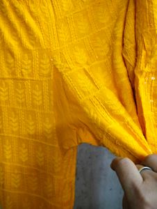 Yellow Chikankari Kurta Set.