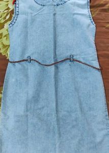 Light Wash Denim Knee length Midi Dress