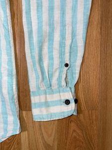 U.S.P.A striped Linen blend tailored fit shirt