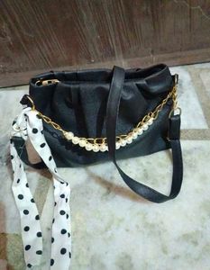 Chic Black Ruched Handbag