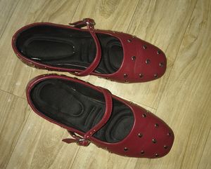 Red Mary Jane Flats