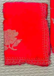 Vibrant Red Embellished Saree