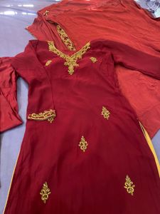 Maroon Embroidered Salwar Kameez