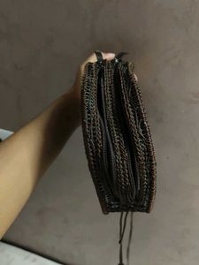 Unique Round Woven Bag with Coconut Shells