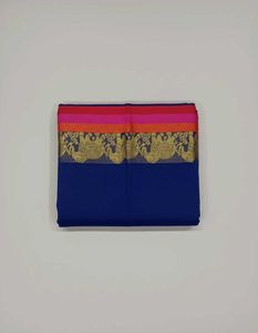 Elegant Blue Saree with Gold Border