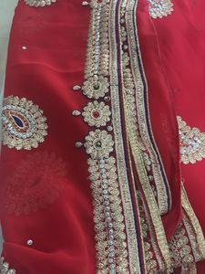 Red Embroidered Saree with blouse