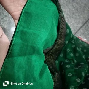 Elegant Emerald Green Saree with Silver.  special
