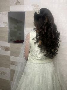 Pista Green Net Gown