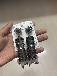 Oxidized Jhumka Earrings