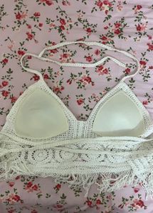Crochet Bikini Top with Fringe