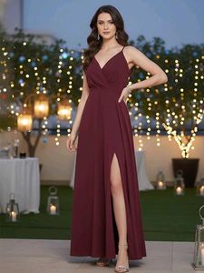 Elegant Women's Plum Maxi Dress