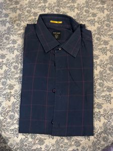 Men's Navy Plaid Button-Down Shirt
