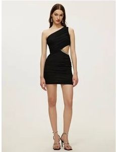 Chic Black One-Shoulder Cutout Dress