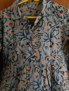 Blue Floral Print Kurta