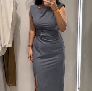 Zara Minimal Grey Midi Dress | Pinterest Aesthetic