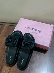 Dressberry Black Bow Slides