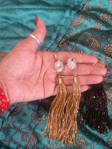 Sparkling Tassel Earrings - Gold &amp; Black