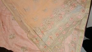 Peach Embroidered Kurta duppata set