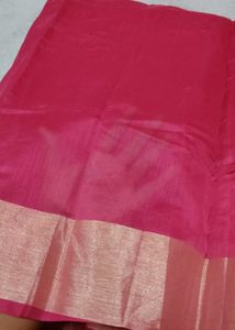 Elegant Pink Saree with Golden Border