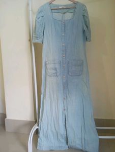 Light Wash Denim Maxi Dress
