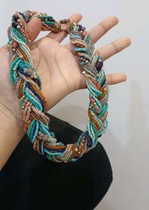 Braided Beaded Statement Necklace