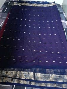 Elegant Burgundy Saree with Golden Motifs