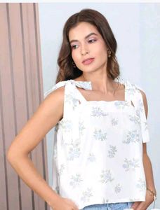 Floral Print Tie-Shoulder Top
