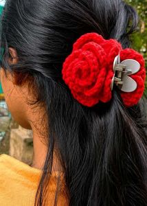 Crocheted Flower Hair Clip