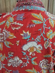 Red Floral Print Kurta Set