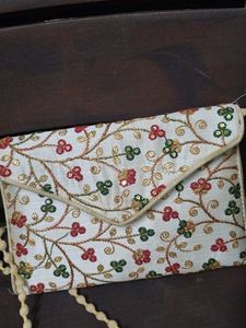 Embroidered Clutch and Handbag Set