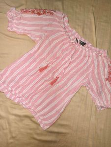 Pink Striped Off-Shoulder Top🩷