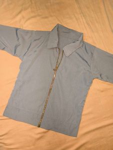 Zip-Up Collared Shirt
