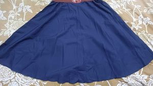 Navy Blue Sleeveless A-Line Dress with Belt