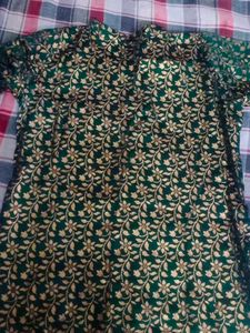 Green &amp; Gold Embroidered Outfit