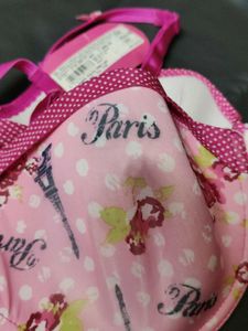 Cute Pink Paris Print Bra