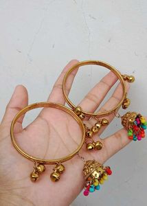 Golden Jhumki Bangles - Adorable Charm!