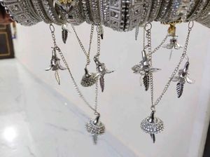 Exquisite Silver Bangles with Charms
