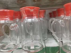 Glass Pitcher with Red Lid