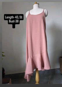 Chic Pink Slip Dress with Ruffle Hem