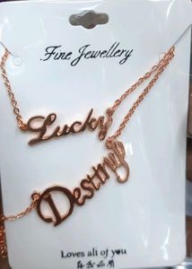 Trendy Rose Gold Letter Pendent . 2 In 1