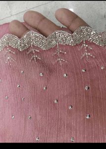 Elegant Pink Embellished Saree