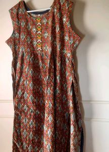 Ikkat Pattern Embroidered real mirror work