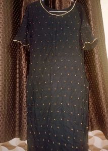 Polka Printed Black Kurta