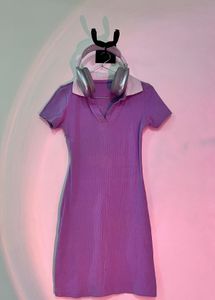 🌙Vintage polo Ribbed Mini Dress 💜