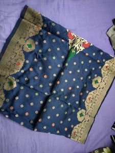 Navy Blue Banarasi Dupatta