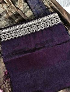 Elegant Metallic Bronze with purple shine Saree wi