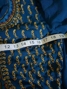 Elegant Blue Embroidered Gown with Jacket