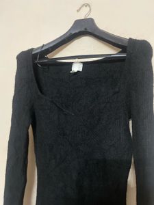 Cozy Black Long Sleeve Dress